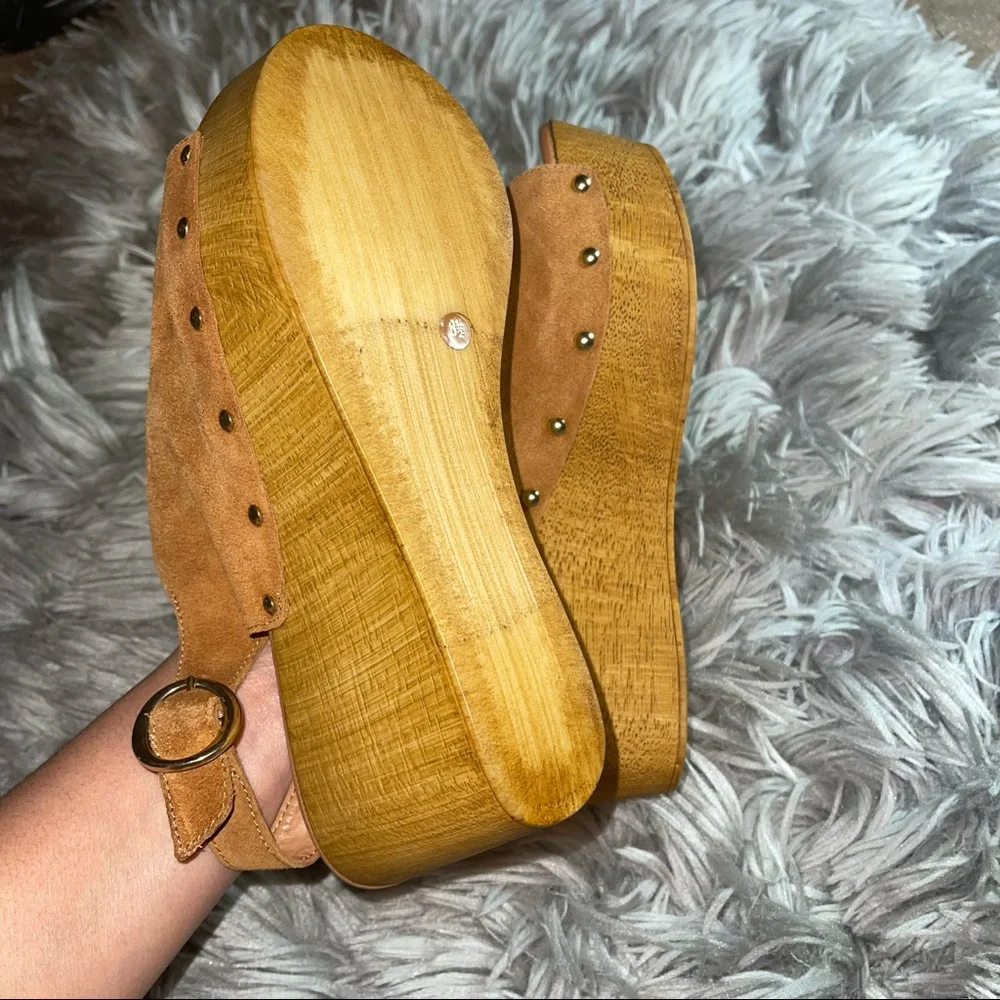 Sychelles | Elated Platform Wedge Sandal Cognac Suede Size 8.5 - Picture 5 of 6